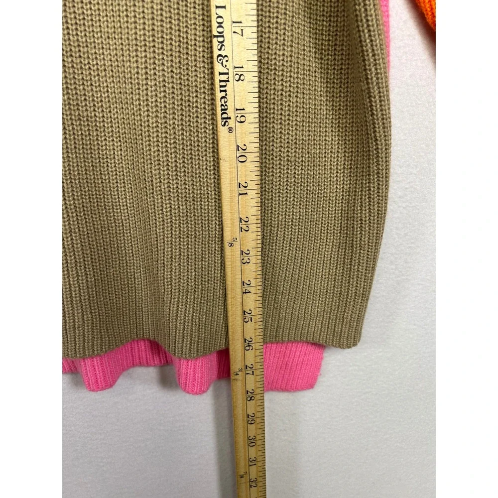 Colorblock‎ Dopamine Dressing Zeagoo Womens XL Pink Tan Orange Ribbed Turtleneck